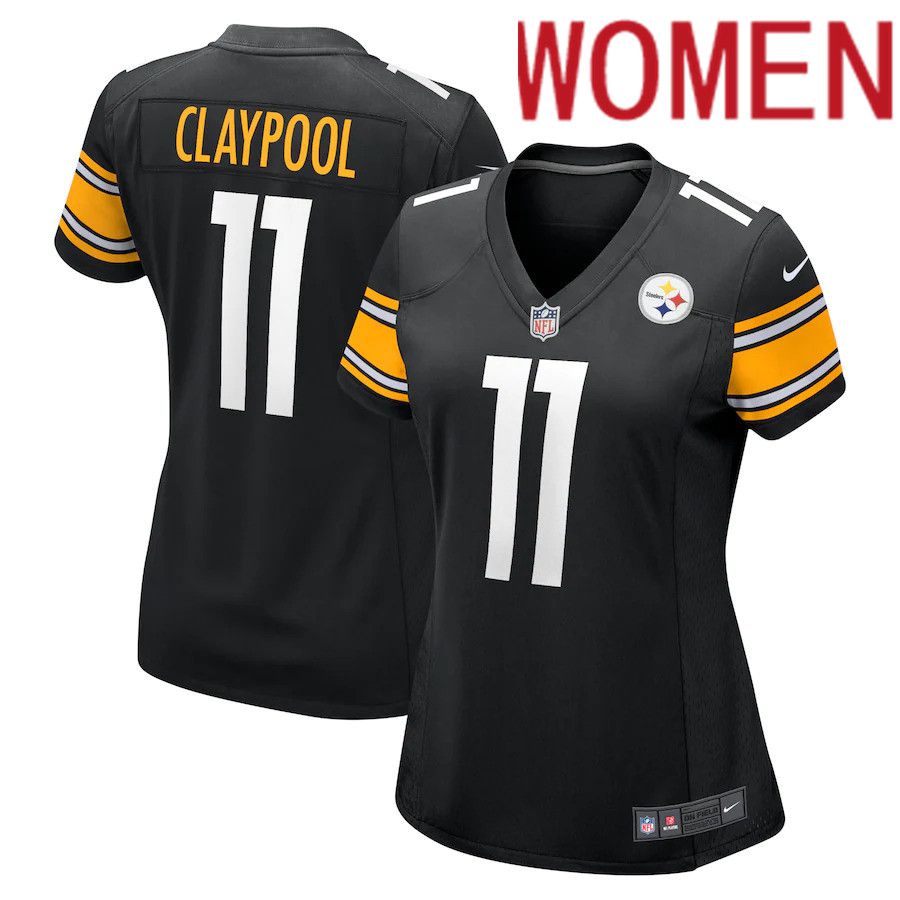 Women Pittsburgh Steelers #11 Chase Claypool Nike Black Player Game NFL Jersey->women nfl jersey->Women Jersey